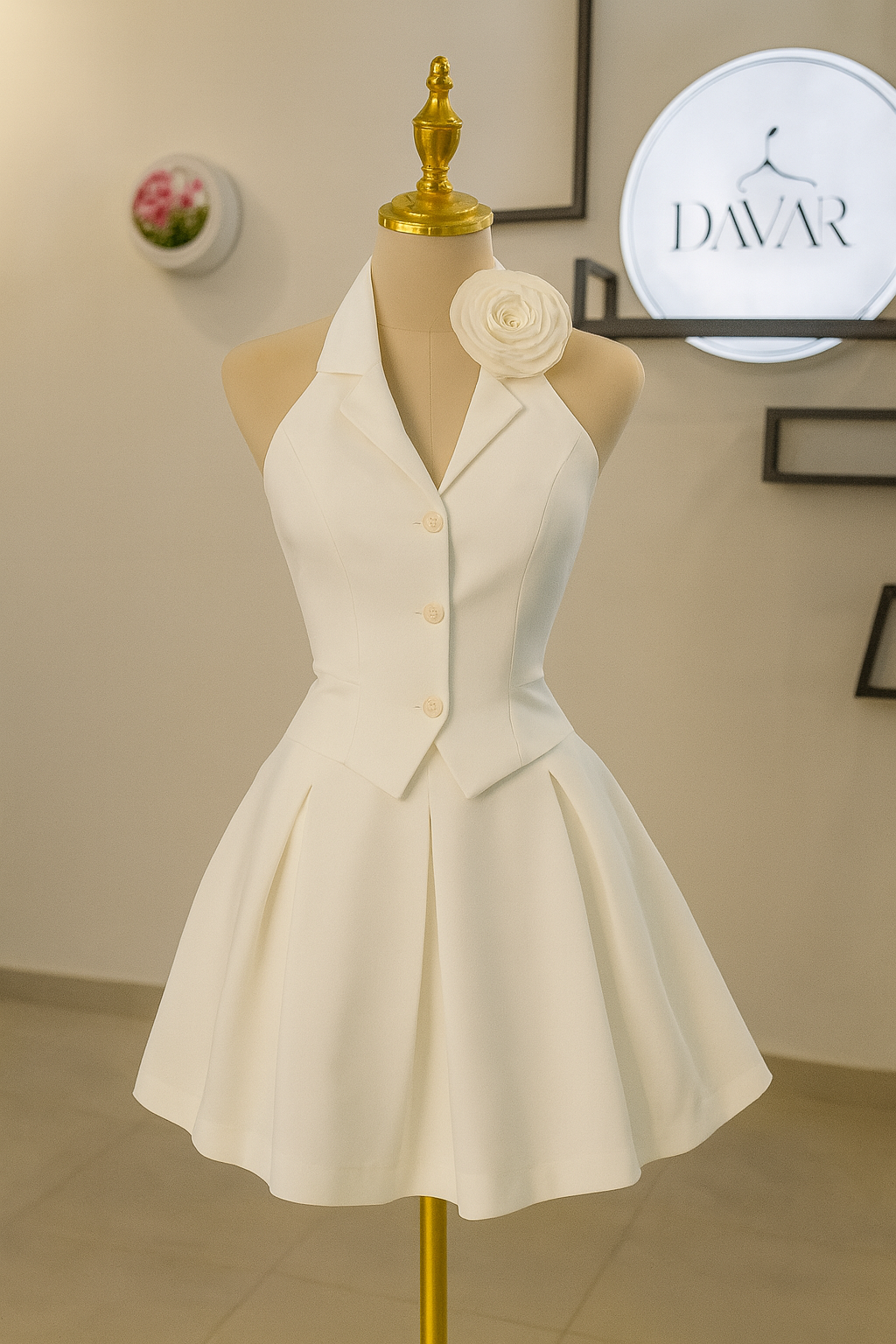 Ivory Bloom Halter Dress