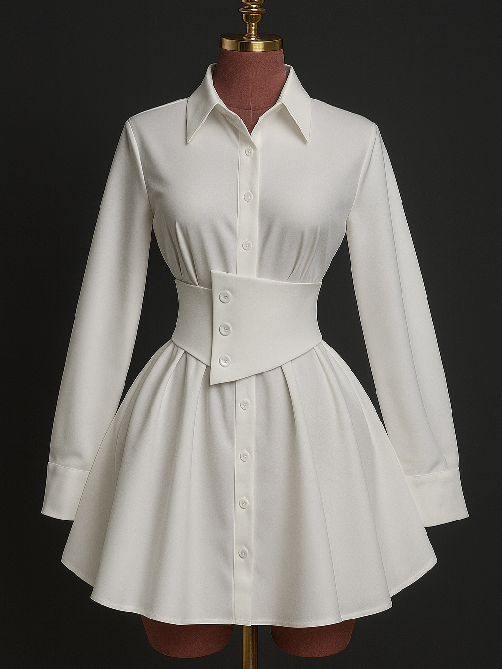 Ivory Sculpt Shirt Dress